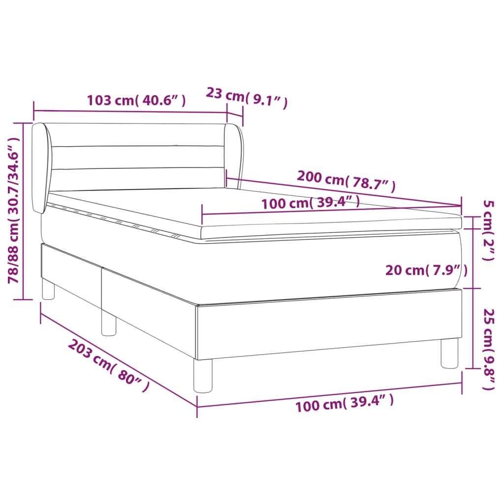 Box spring krevet s madracem ružičasti 100x200 cm baršunasti