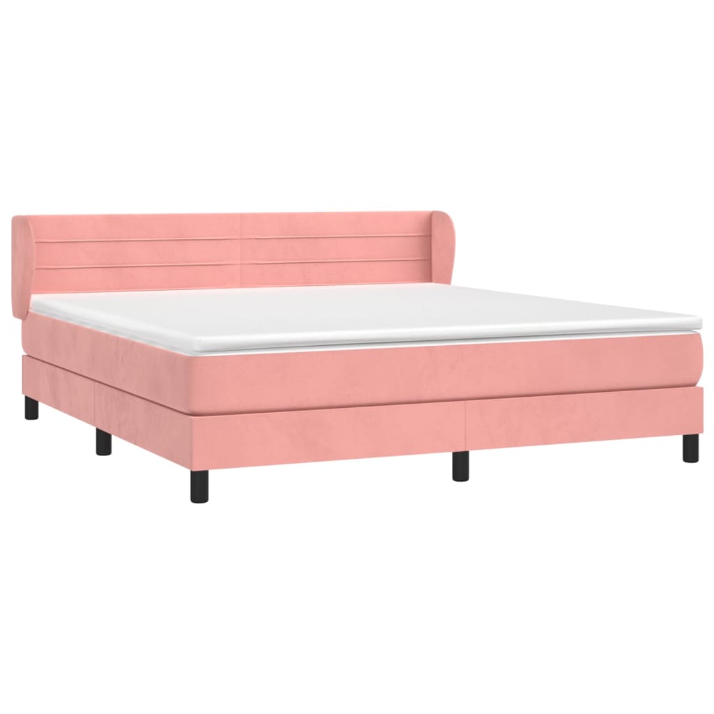 Krevet s oprugama i madracem ružičasti 160x200 cm baršunasti
