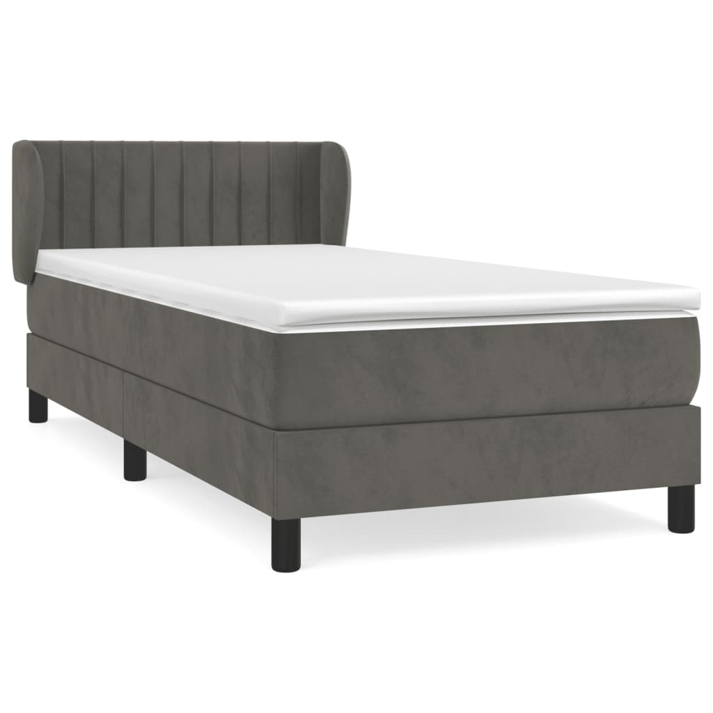 Box spring krevet s madracem tamnosivi 90x190 cm baršunasti
