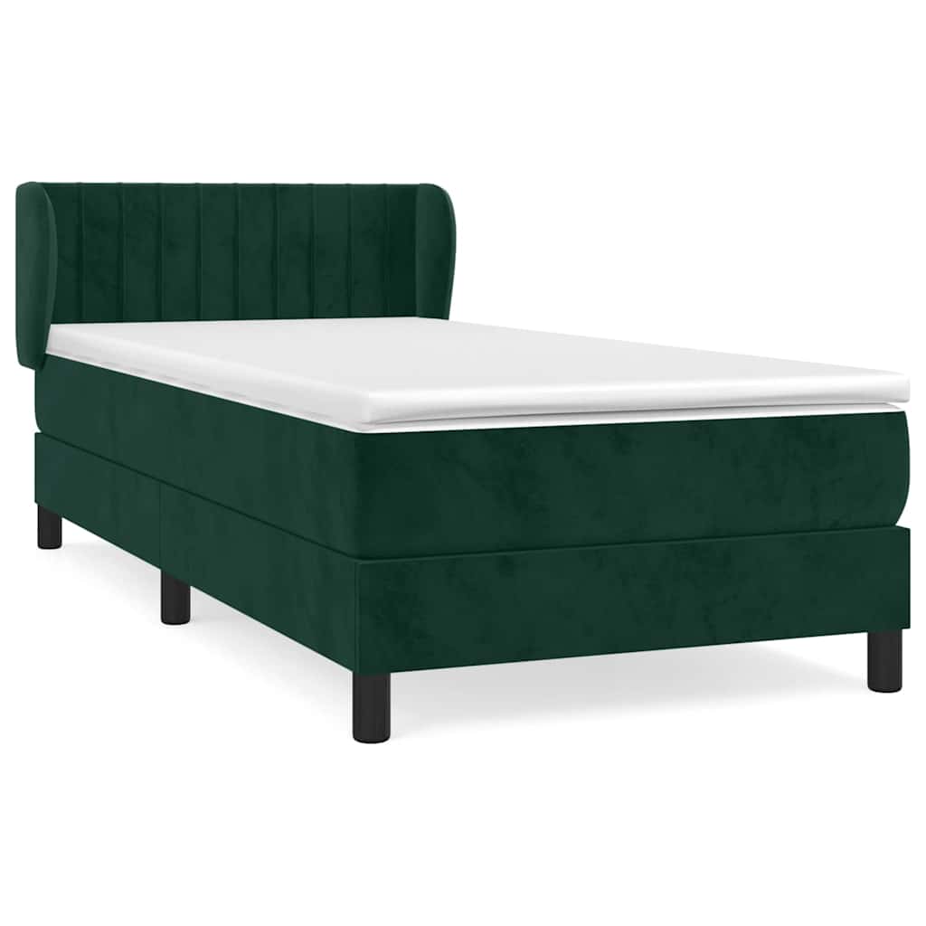 Box spring krevet s madracem tamnozeleni 90x190 cm baršunasti