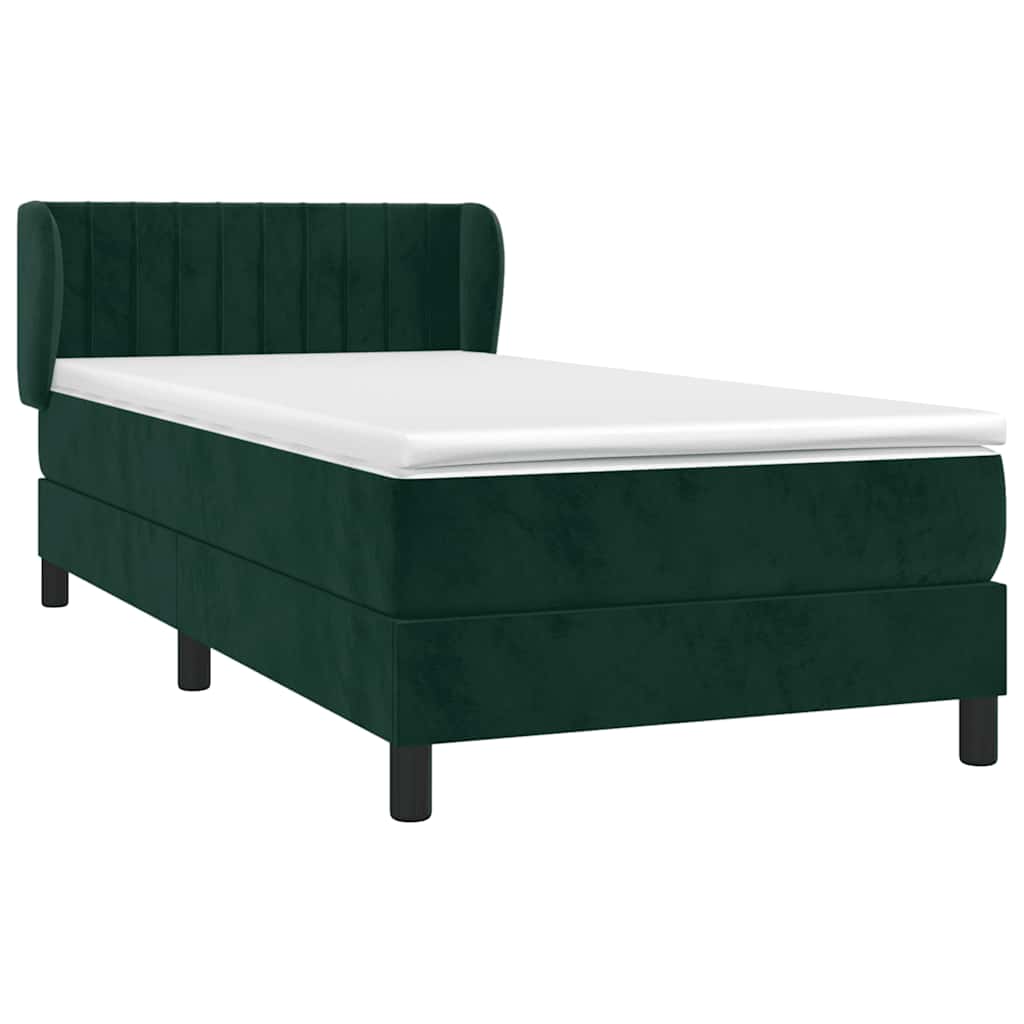 Box spring krevet s madracem tamnozeleni 90x190 cm baršunasti