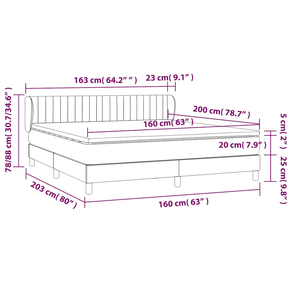 Krevet s oprugama i madracem tamnozeleni 160x200 cm baršunasti