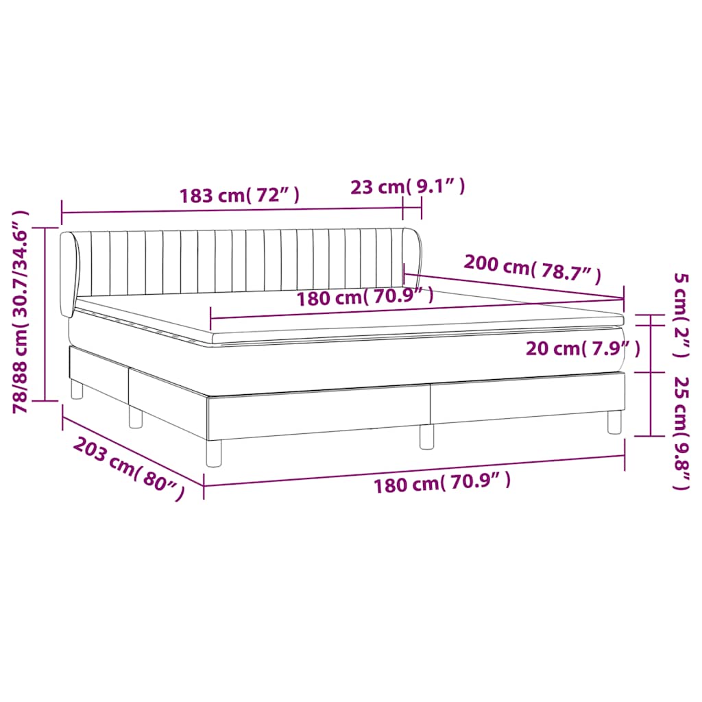Krevet s oprugama i madracem tamnoplavi 180x200 cm baršunasti