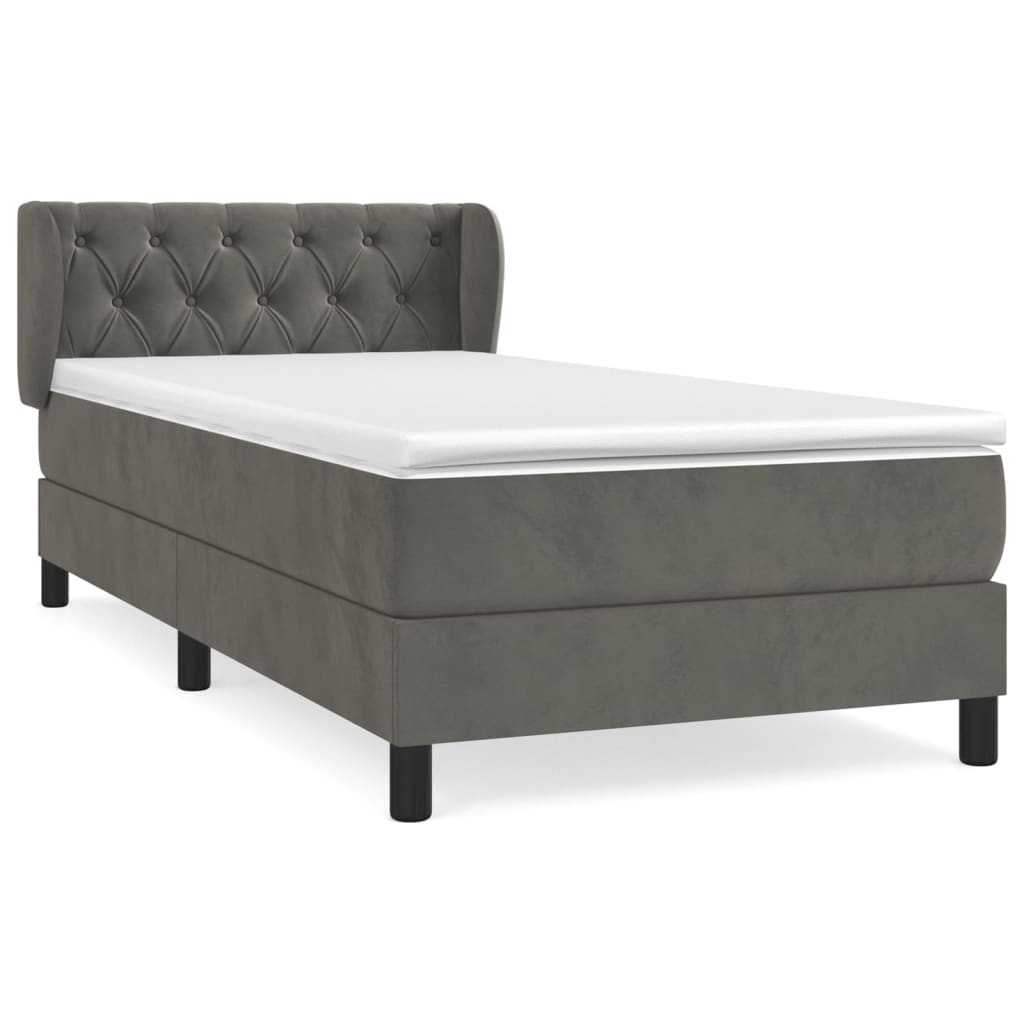 Box spring krevet s madracem tamnosivi 80 x 200 cm baršunasti