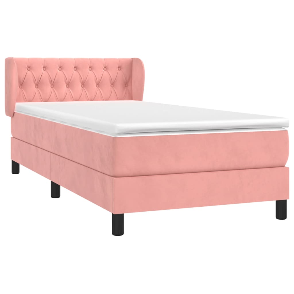 Box spring krevet s madracem ružičasti 90x190 cm baršunasti