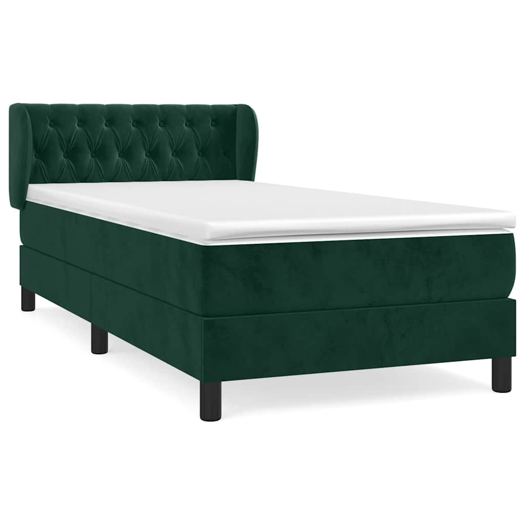 Box spring krevet s madracem tamnozeleni 90x200 cm baršunasti