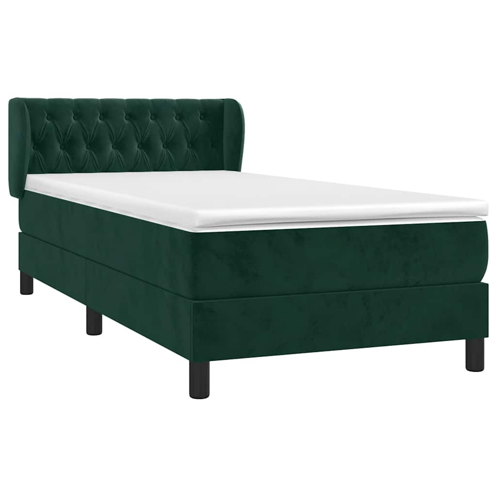 Box spring krevet s madracem tamnozeleni 90x200 cm baršunasti