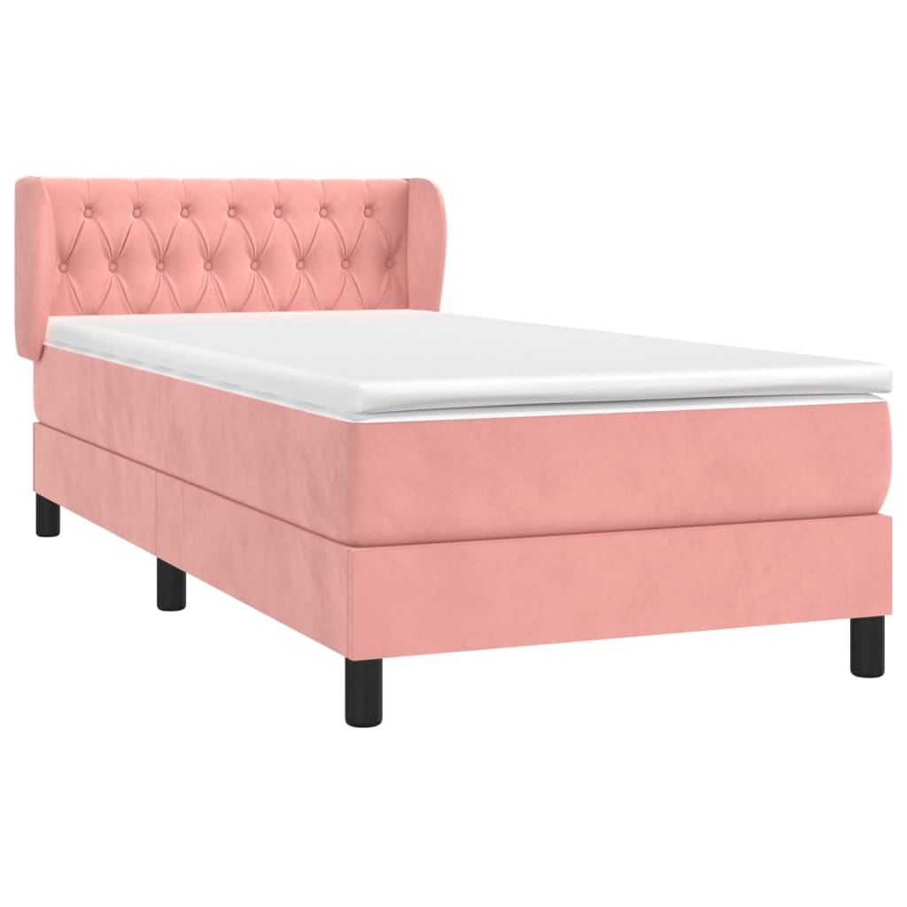 Box spring krevet s madracem ružičasti 90x200 cm baršunasti