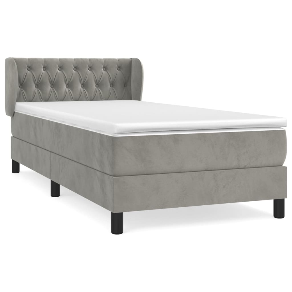 Box spring krevet s madracem svjetlosivi 100x200 cm baršunasti