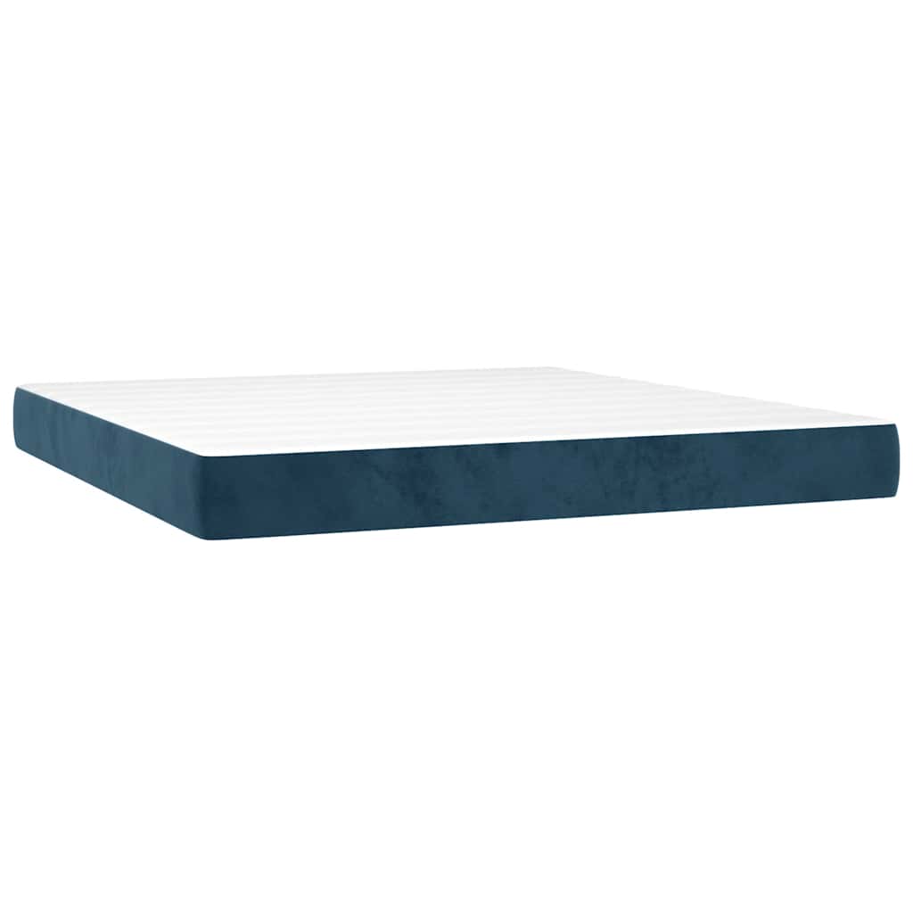 Krevet s oprugama i madracem tamnoplavi 160x200 cm baršunasti