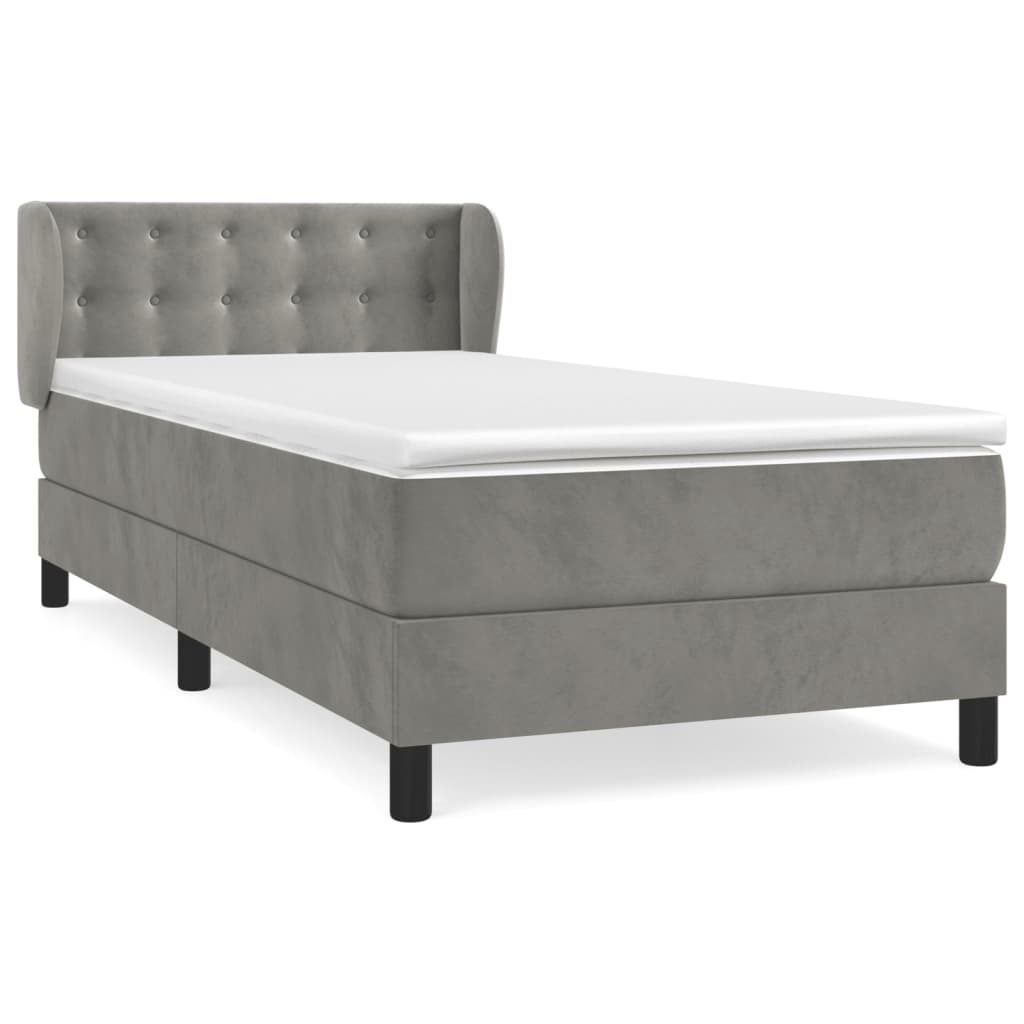 Box spring krevet s madracem svjetlosivi 80 x 200 cm baršunasti