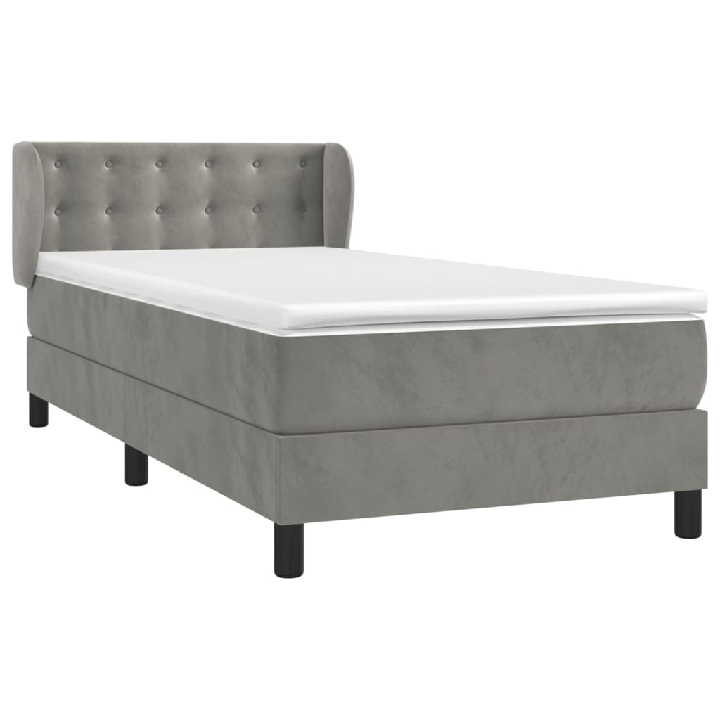Box spring krevet s madracem svjetlosivi 80 x 200 cm baršunasti