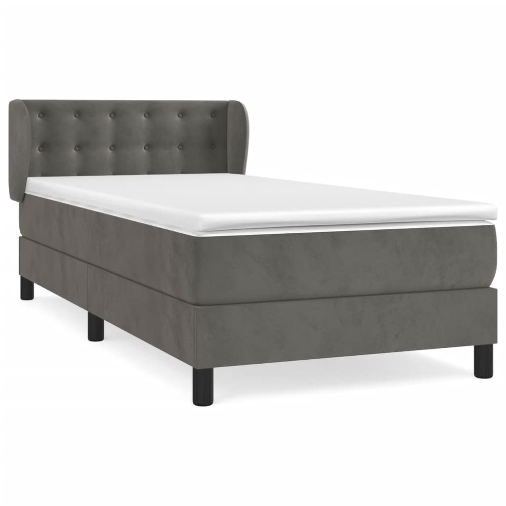Box spring krevet s madracem tamnosivi 90x190 cm baršunasti