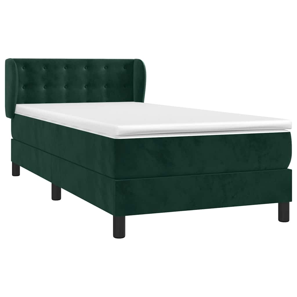 Box spring krevet s madracem tamnozeleni 90x190 cm baršunasti