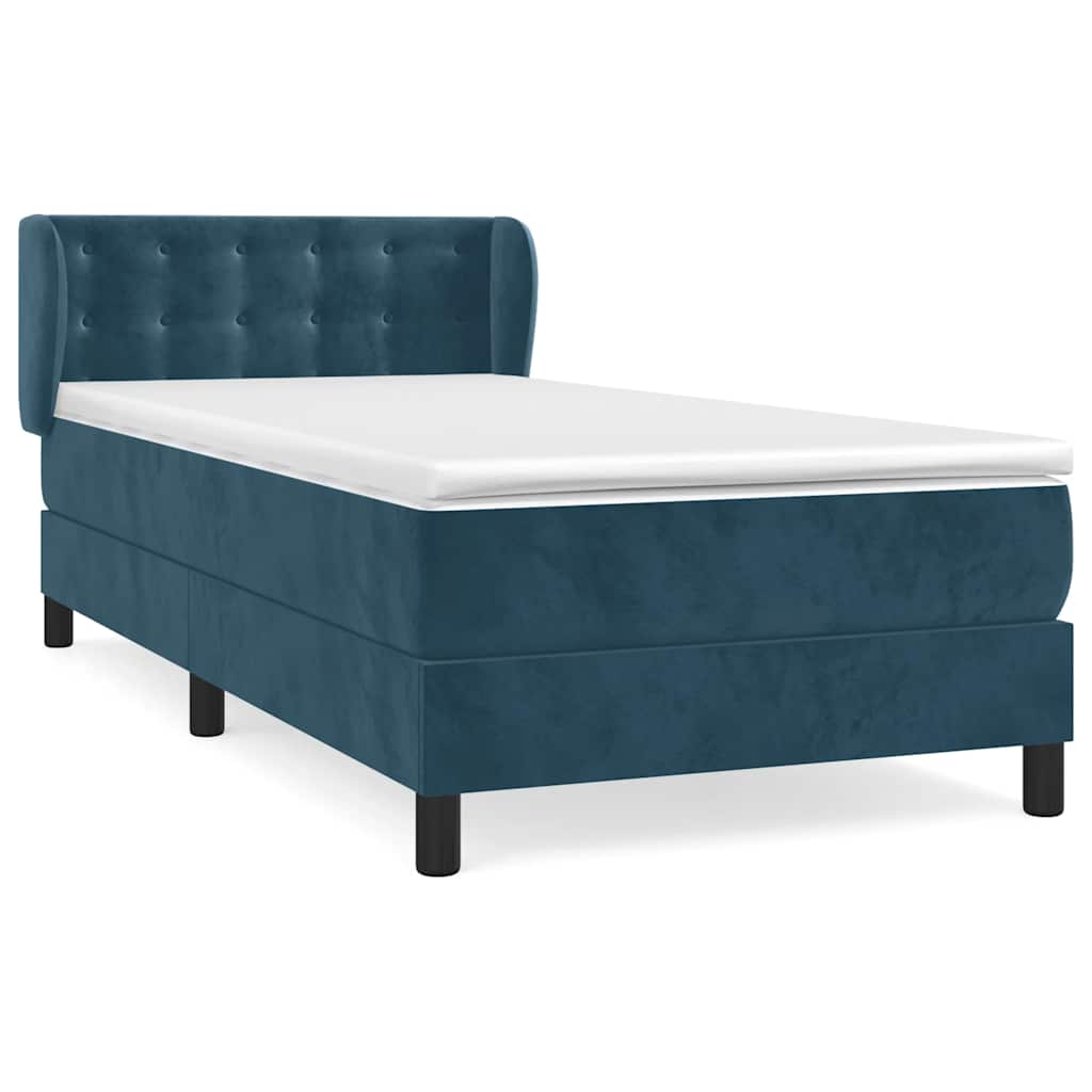Box spring krevet s madracem tamnoplavi 90x200 cm baršunasti