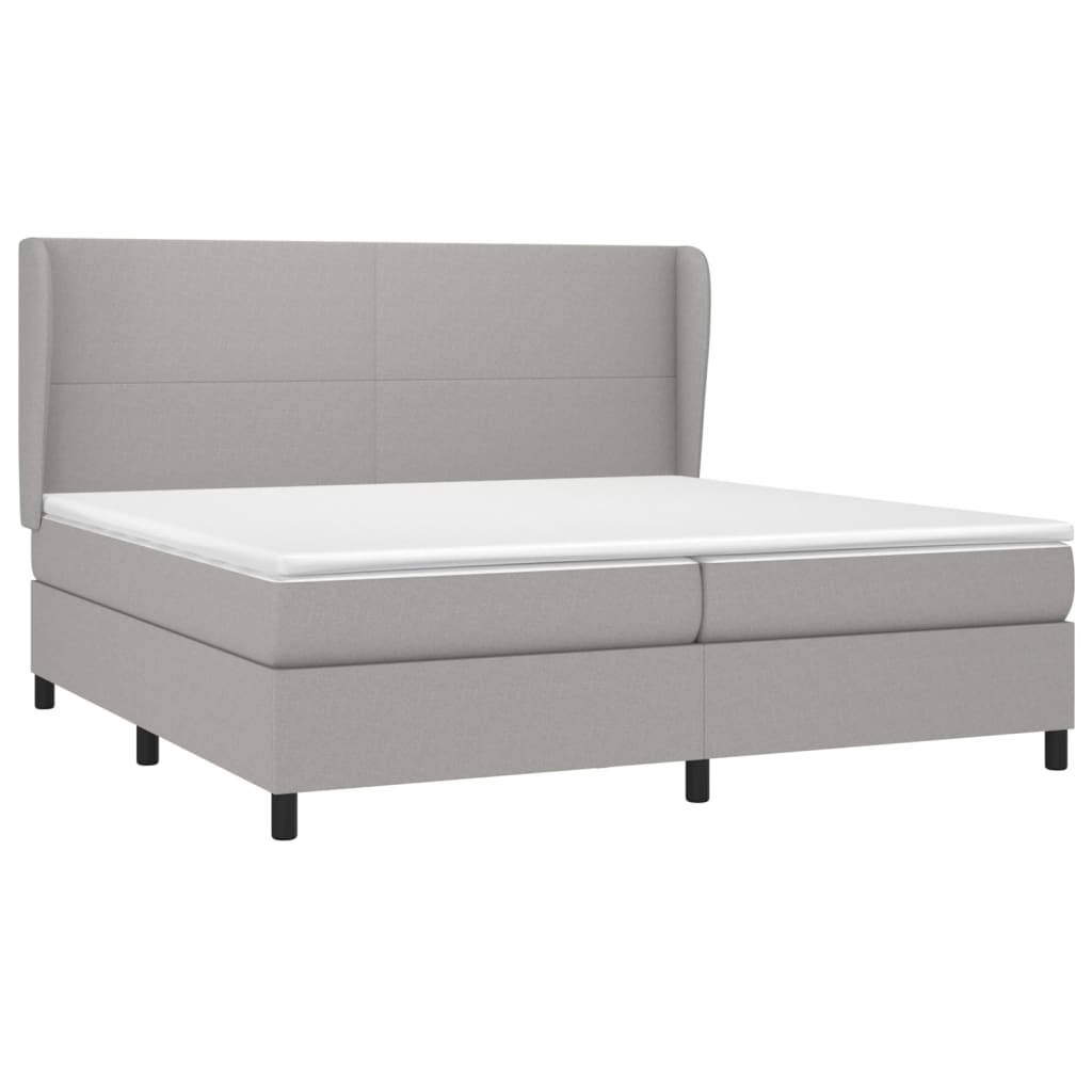 Krevet s oprugama i madracem svjetlosivi 200 x 200cm od tkanine