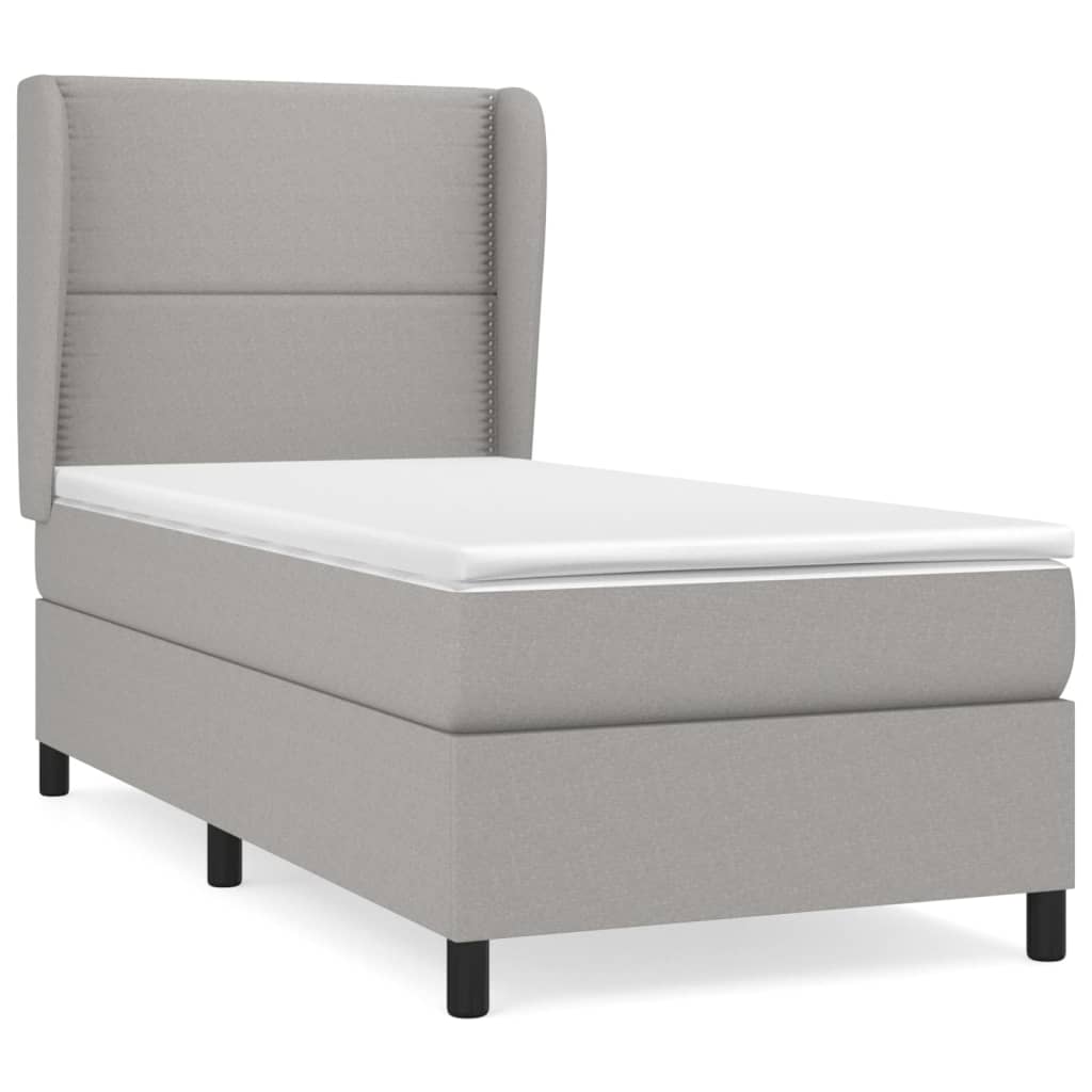 Box spring krevet s madracem svjetlosivi 90x190 cm od tkanine