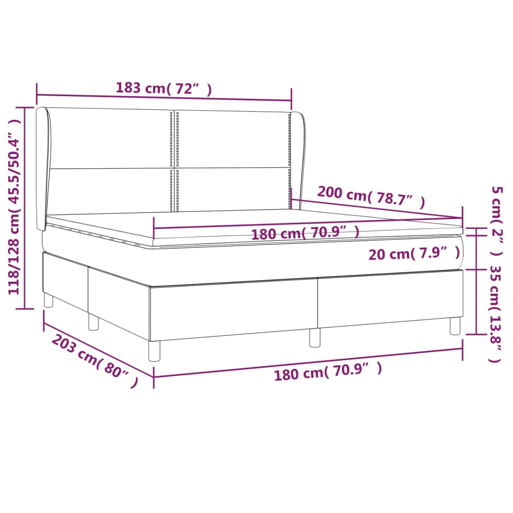 Krevet s oprugama i madracem krem 180x200 cm od tkanine