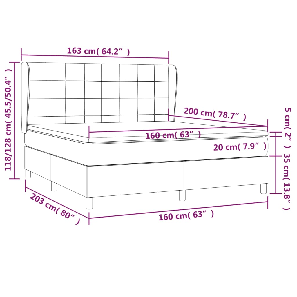 Krevet s oprugama i madracem krem 160x200 cm od tkanine