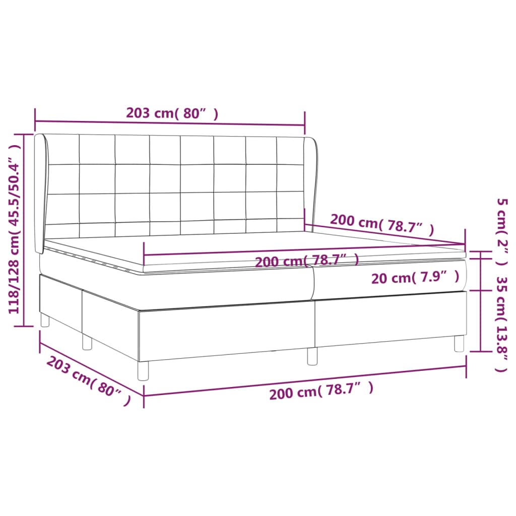 Krevet s oprugama i madracem krem 200 x 200 cm od tkanine
