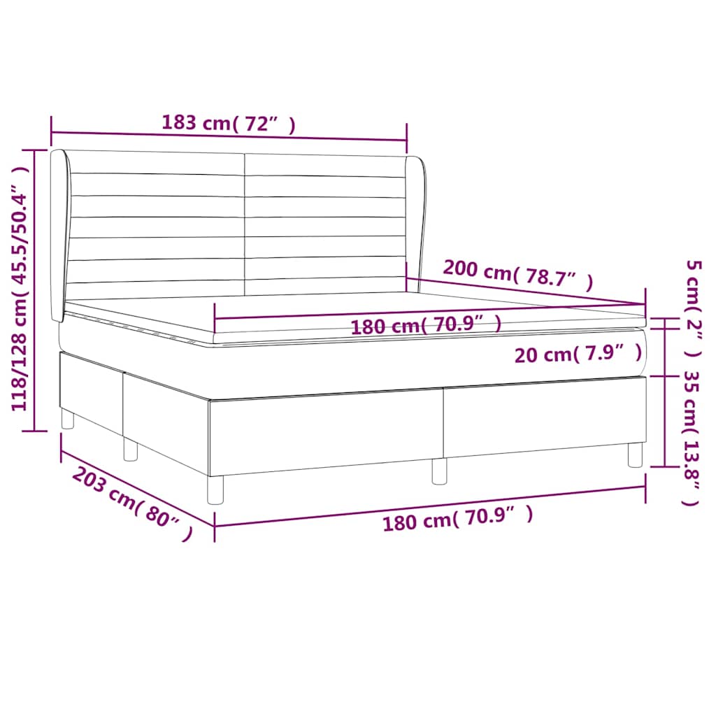 Krevet s oprugama i madracem crni 180x200 cm od tkanine