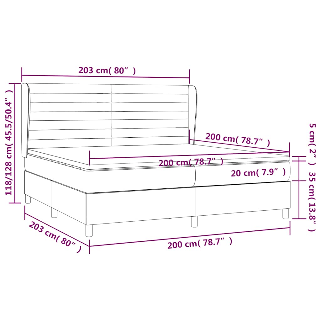 Krevet s oprugama i madracem crni 200x200 cm od tkanine