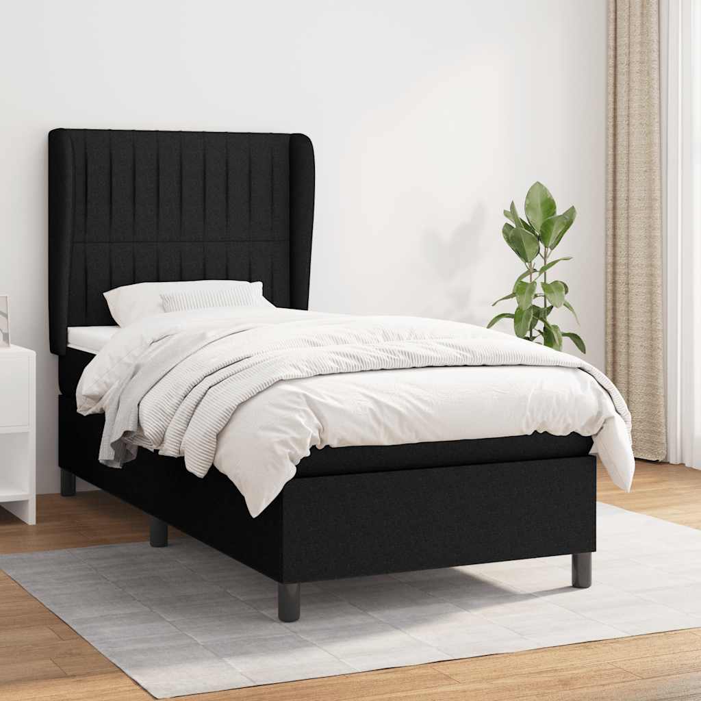 Box spring krevet s madracem crni 90x190 cm od tkanine