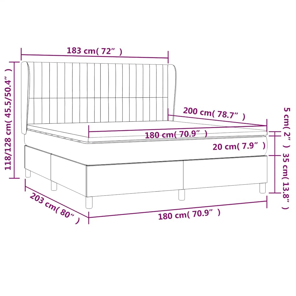 Krevet s oprugama i madracem crni 180x200 cm od tkanine