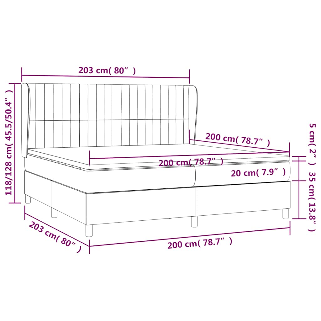 Krevet s oprugama i madracem crni 200x200 cm od tkanine