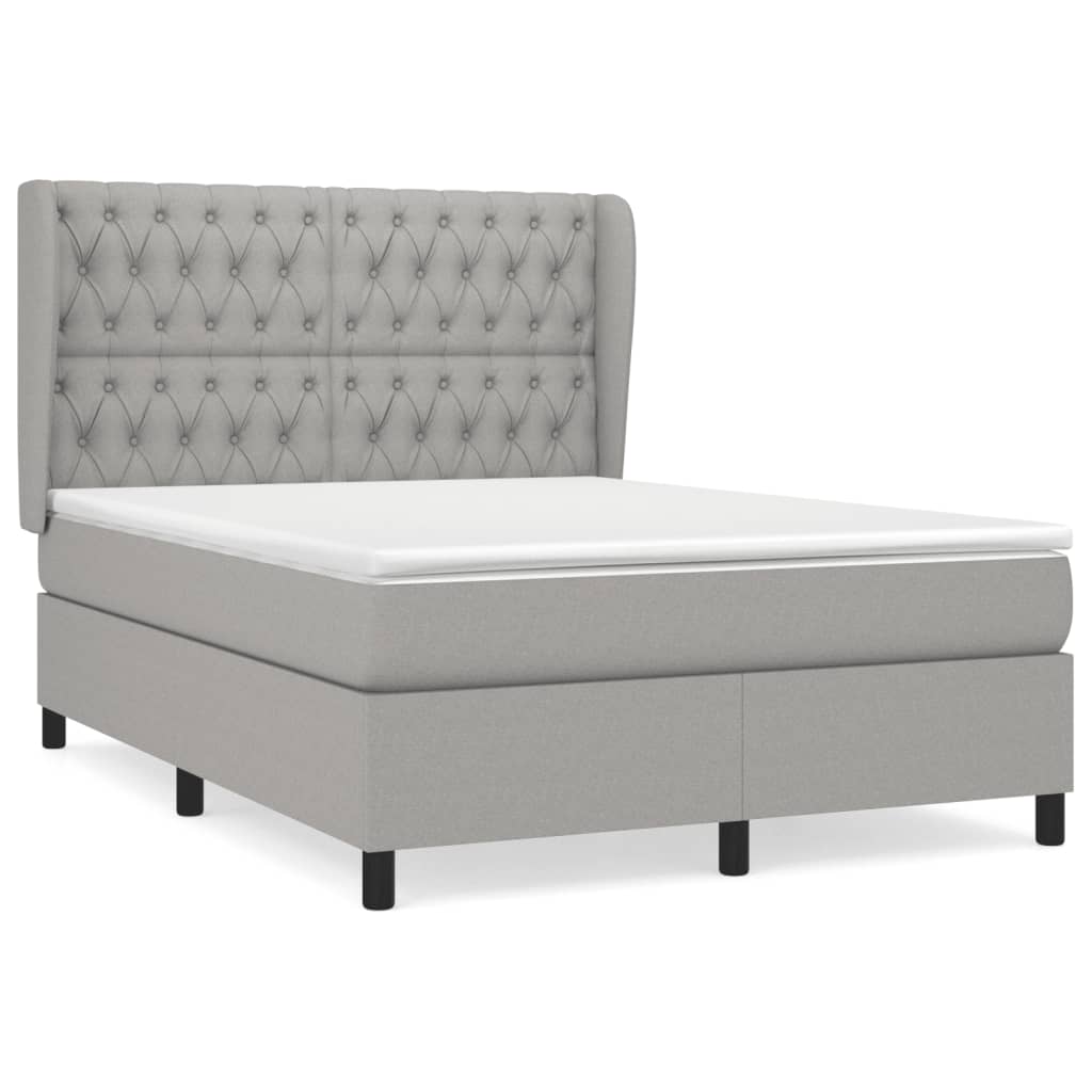 Krevet box spring s madracem svjetlosivi 140x200 cm od tkanine
