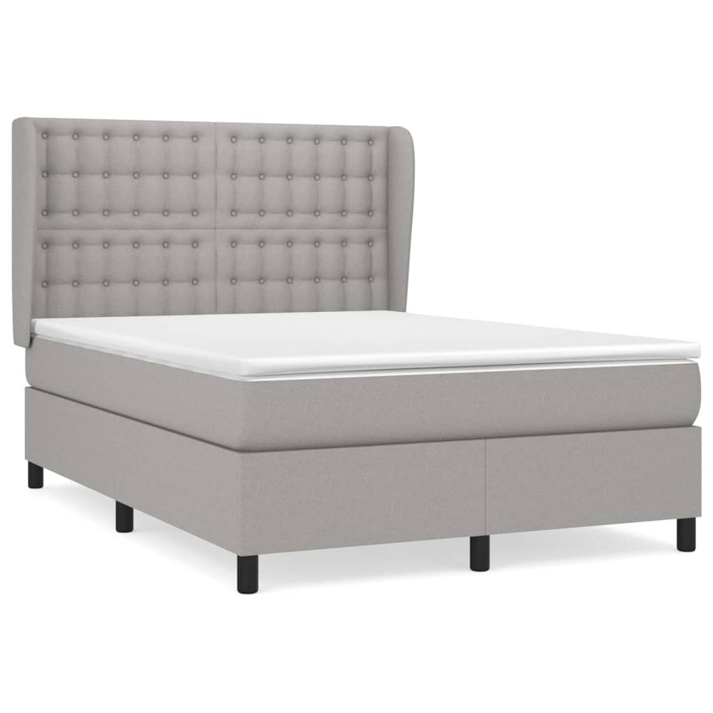Krevet box spring s madracem svjetlosivi 140x200 cm od tkanine