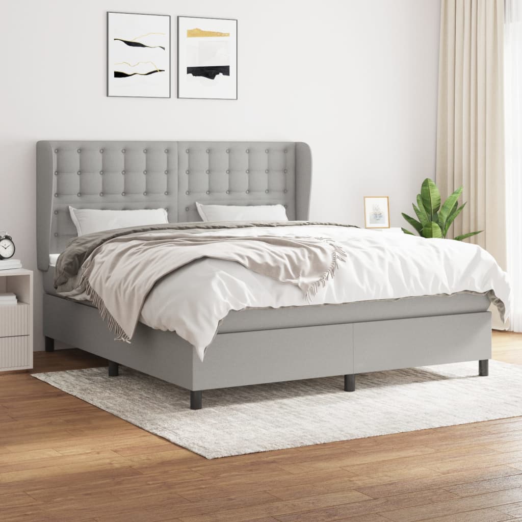 Krevet box spring s madracem svjetlosiva 160x200 cm tkanina