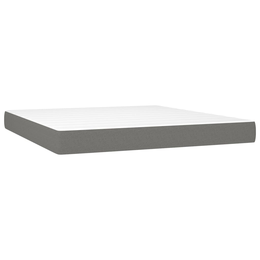Krevet s oprugama i madracem tamnosivi 200 x 200 cm od tkanine