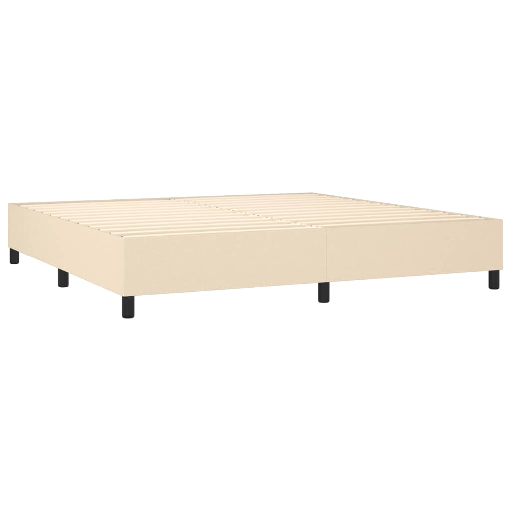 Krevet s oprugama i madracem krem 200 x 200 cm od tkanine