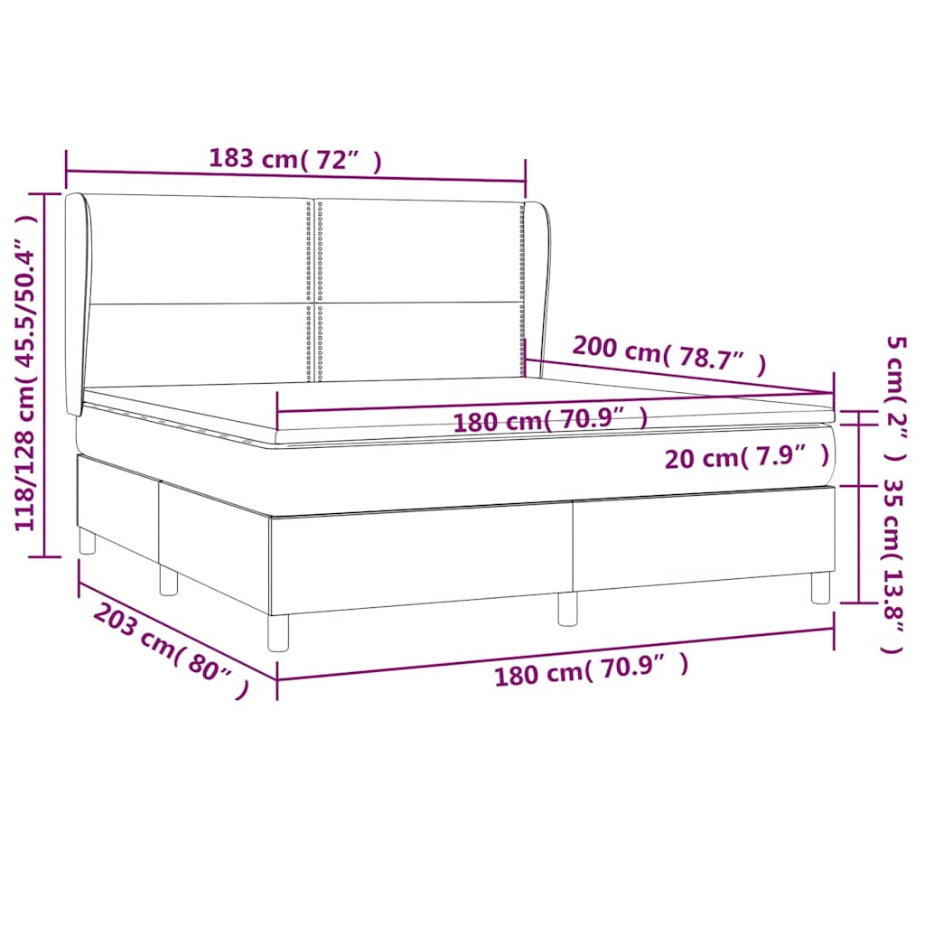 Krevet s oprugama i madracem crni 180x200 cm od tkanine