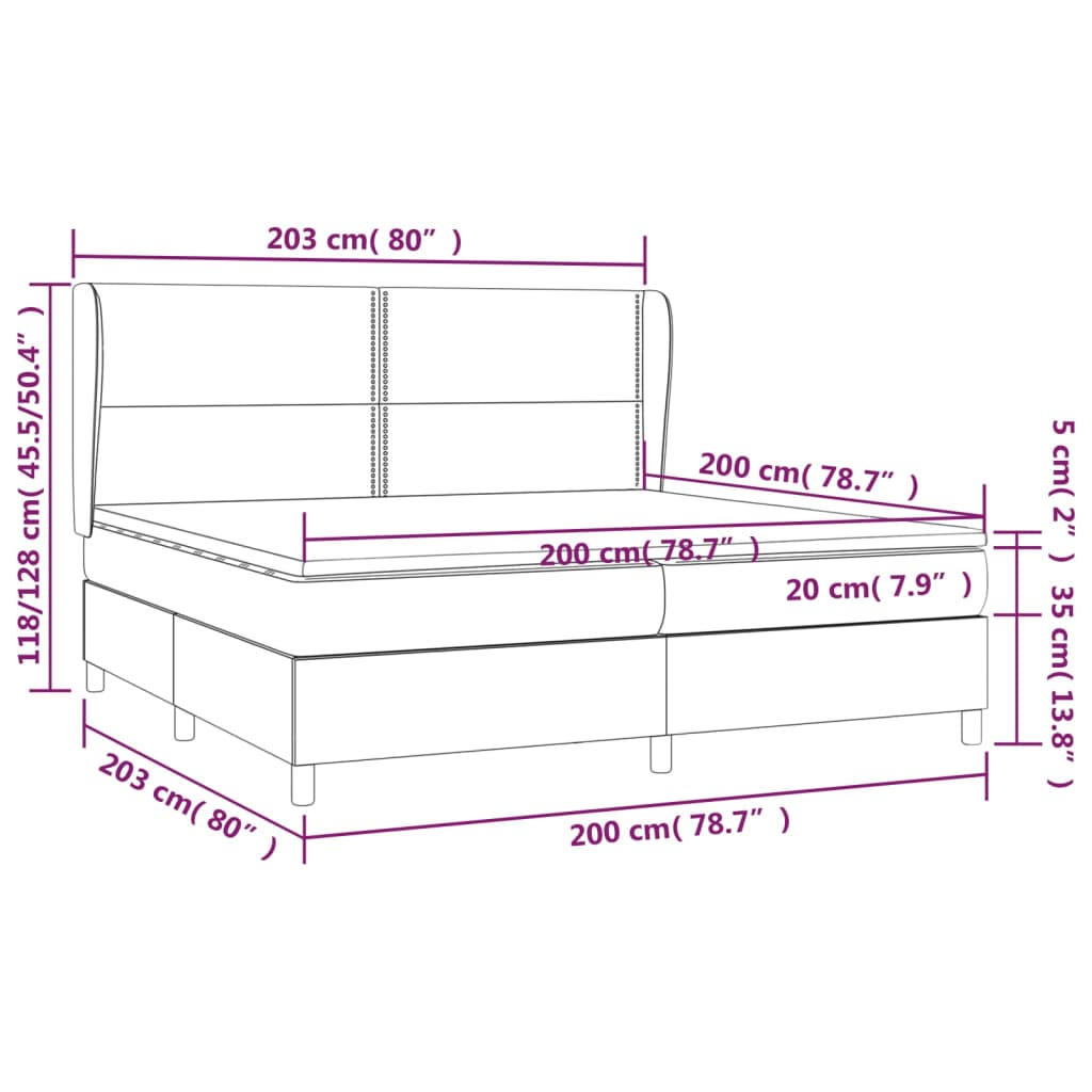 Krevet s oprugama i madracem plavi 200 x 200 cm od tkanine