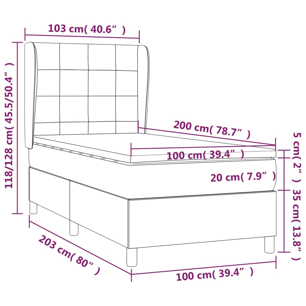 Krevet s oprugama i madracem plavi 100 x 200 cm od tkanine