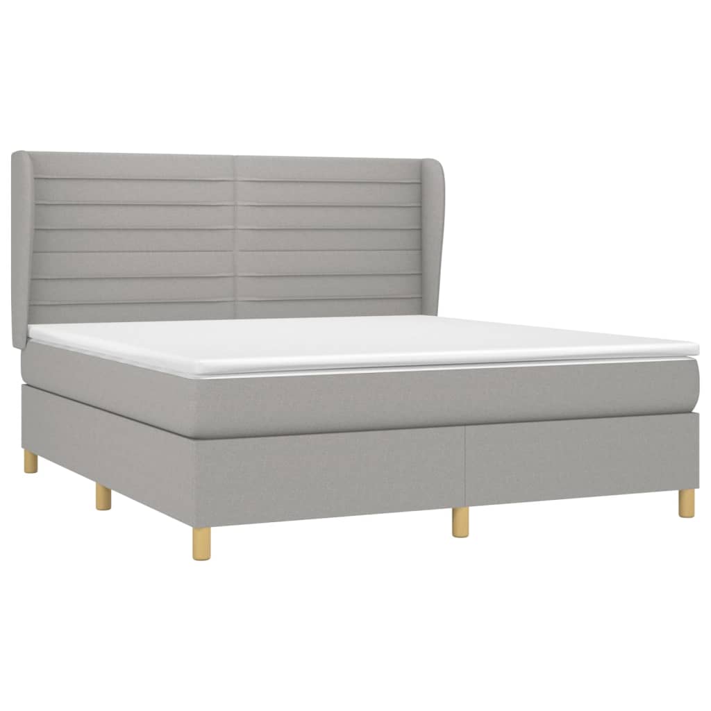 Krevet box spring s madracem svjetlosiva 160x200 cm tkanina