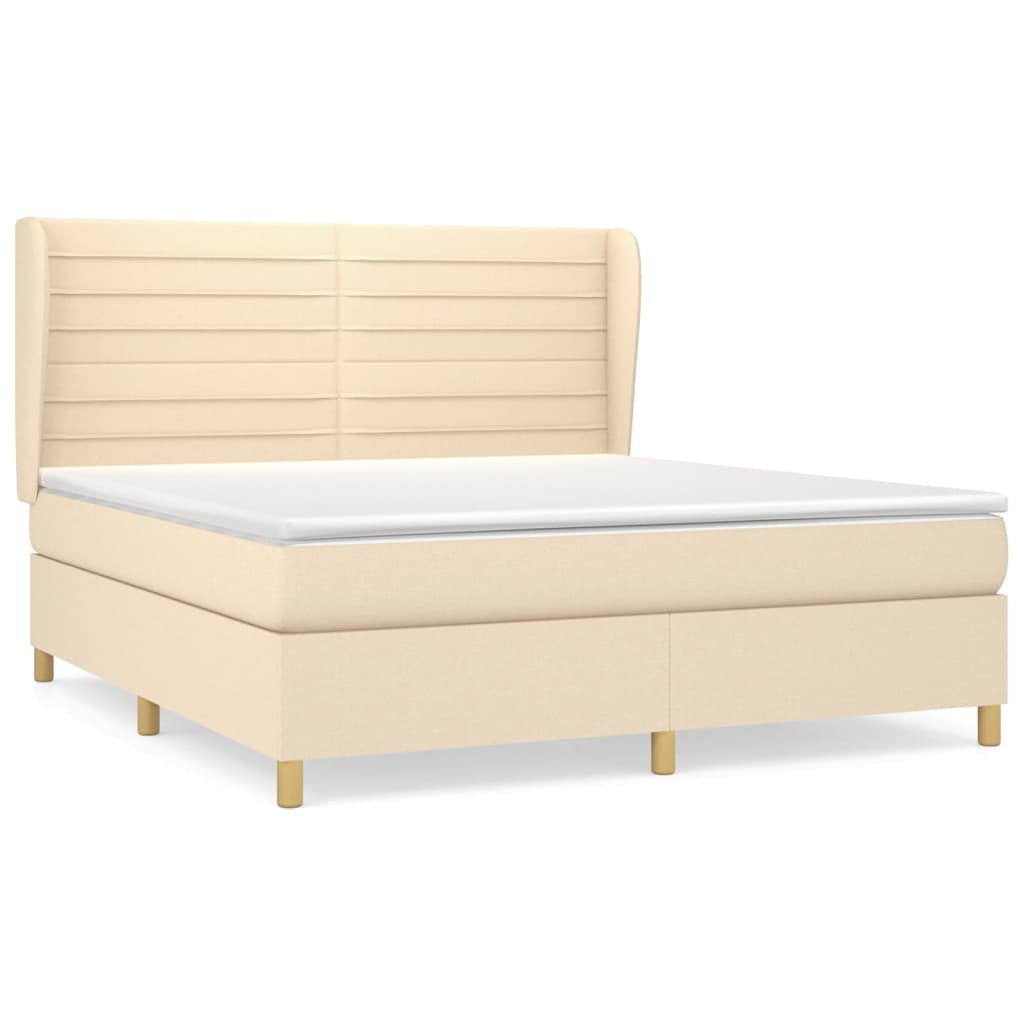 Krevet s oprugama i madracem krem 160x200 cm od tkanine