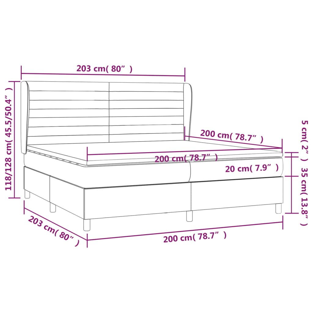 Krevet s oprugama i madracem svjetlosivi 200 x 200cm od tkanine