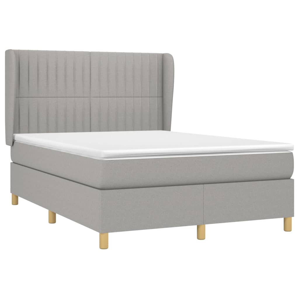 Krevet box spring s madracem svjetlosivi 140x200 cm od tkanine