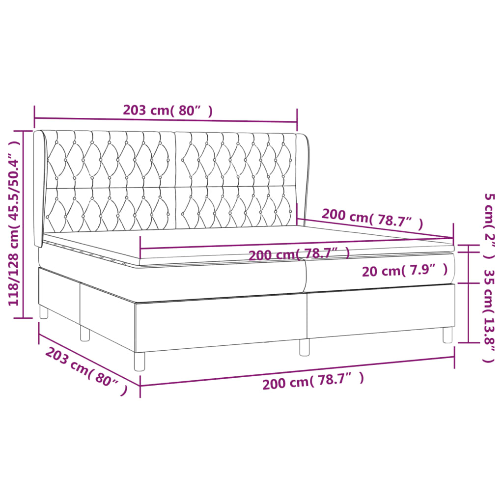 Krevet s oprugama i madracem tamnosmeđi 200x200 cm od tkanine