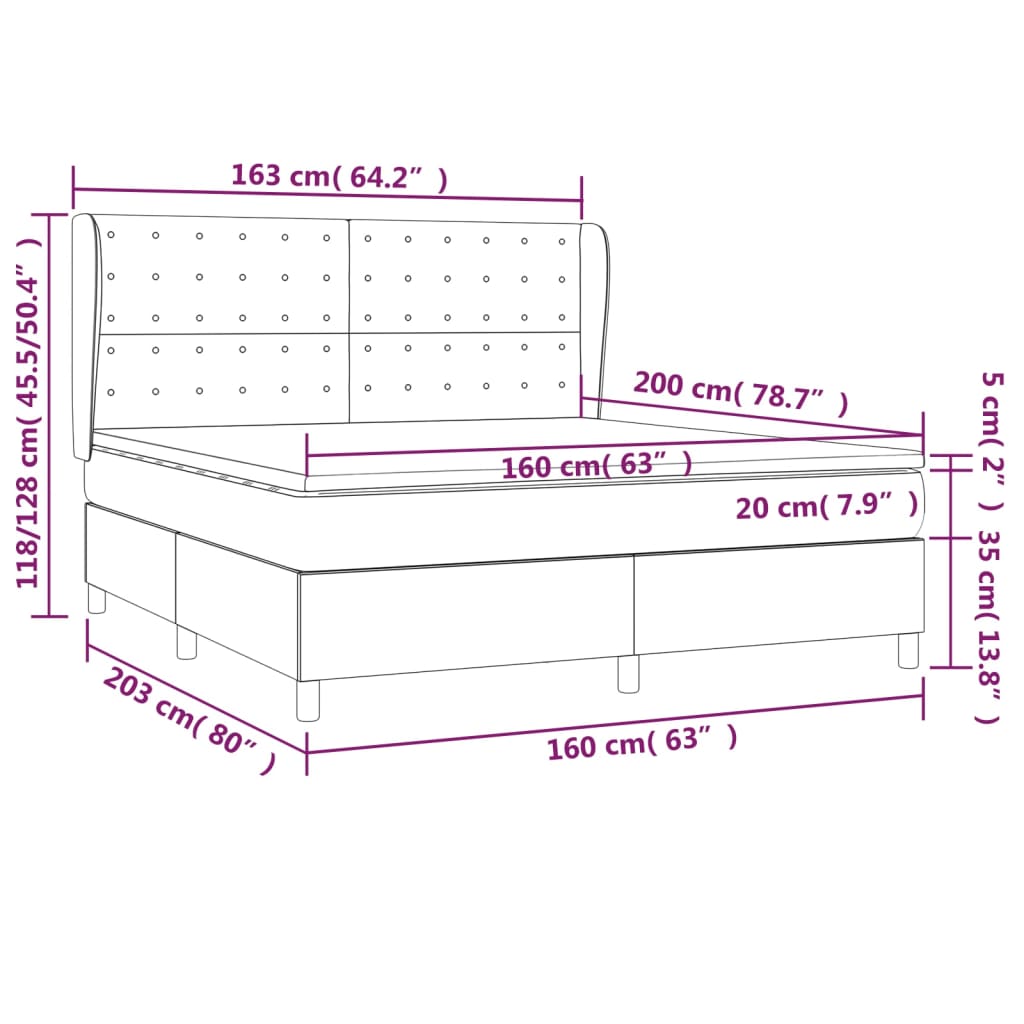 Krevet s oprugama i madracem plavi 160x200 cm od tkanine