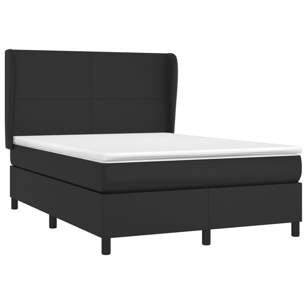 Krevet s oprugama i madracem crni 140 x 190 cm od umjetne kože