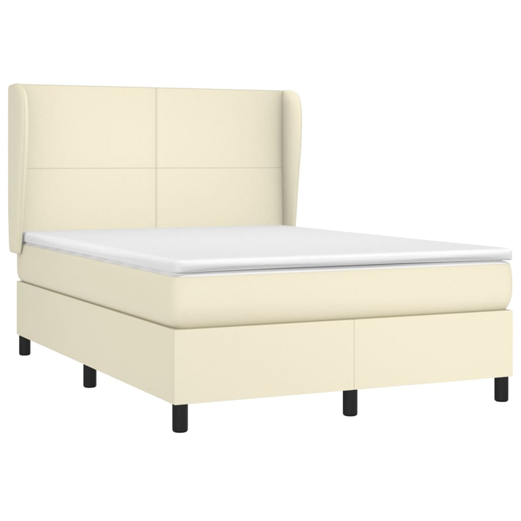 Krevet s oprugama i madracem krem 140 x 190 cm od umjetne kože
