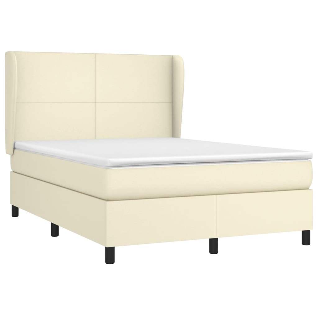 Krevet s oprugama i madracem krem 140x200 cm od umjetne kože