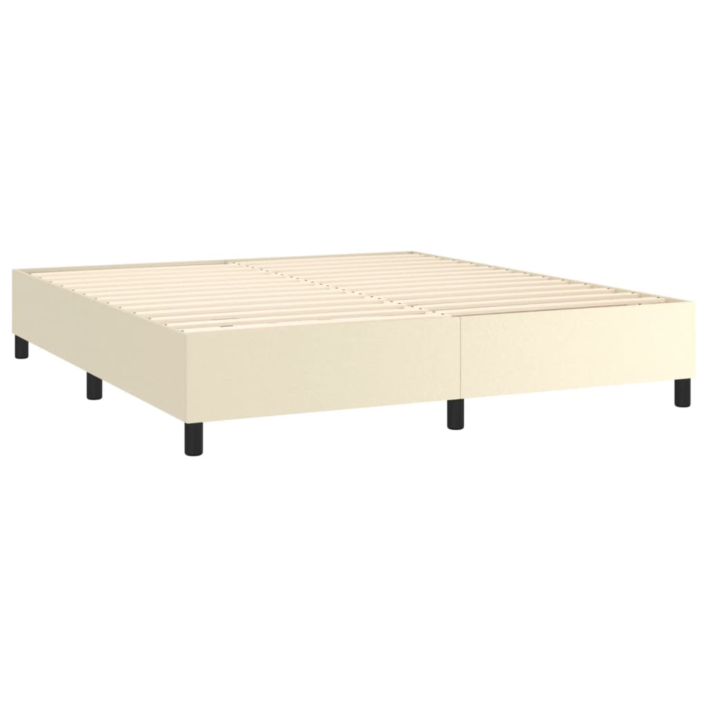 Krevet s oprugama i madracem krem 180x200 cm od umjetne kože
