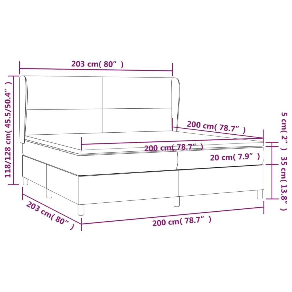 Krevet s oprugama i madracem sivi 200x200 cm od umjetne kože