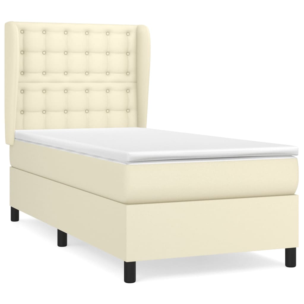 Krevet s oprugama i madracem krem 80 x 200 cm od umjetne kože
