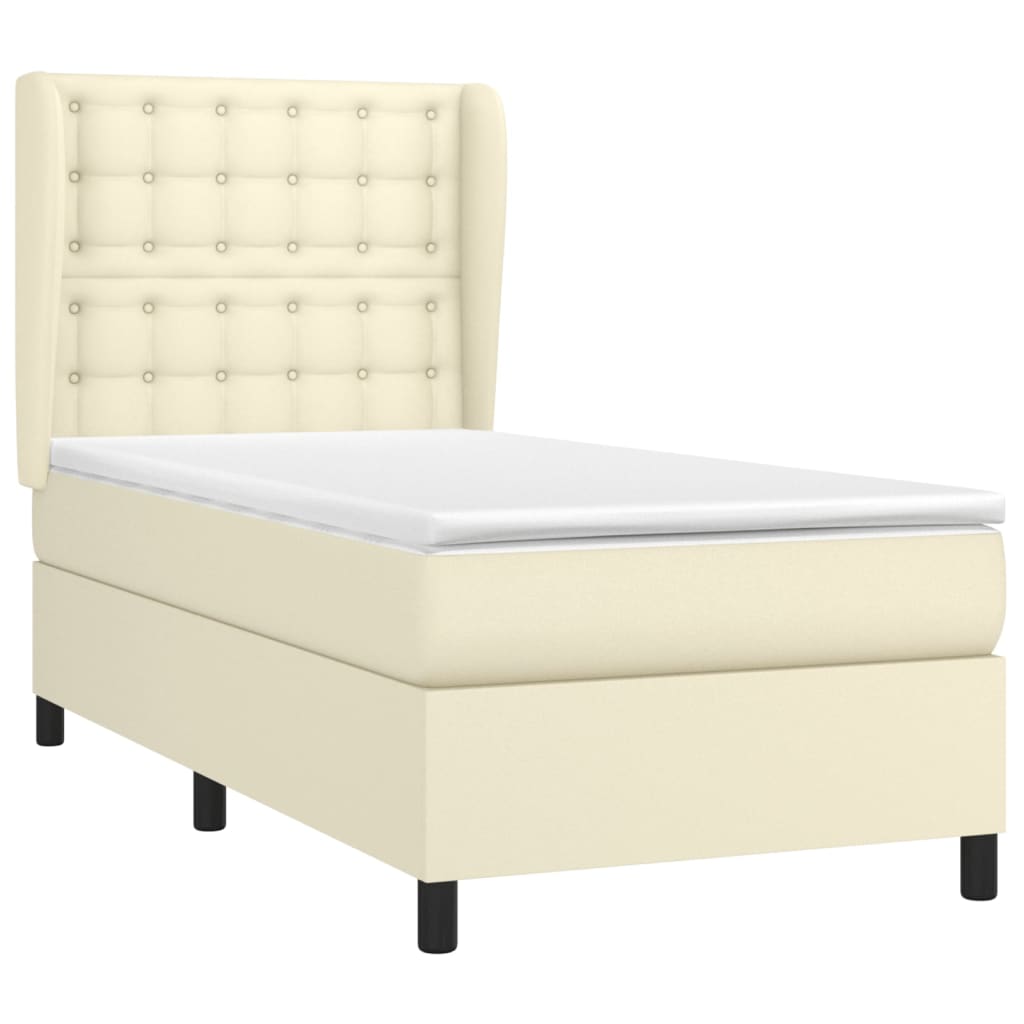 Krevet s oprugama i madracem krem 80 x 200 cm od umjetne kože